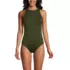 Women's Tugless High Neck Portrait Back One Piece Swimsuit, Front