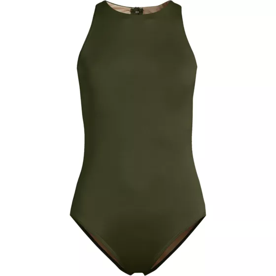 Women's Tugless High Neck Portrait Back One Piece Swimsuit - primary