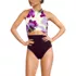 Women's Tugless Halter Monokini High Leg One Piece Swimsuit, Front