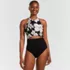 Women's Tugless Halter Monokini High Leg One Piece Swimsuit, Front