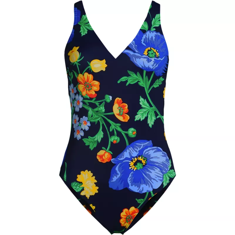Women's Tugless V-neck High Leg One Piece Swimsuit, Front