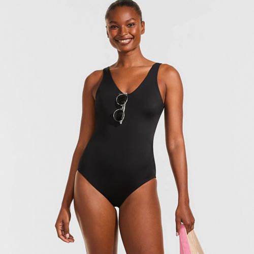 Women's Chorine Resistant Tie Shoulder V-neck High Leg One Piece