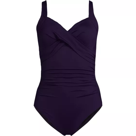 Women's Long Torso Sweetheart Underwire Wrap One Piece Swimsuit - primary
