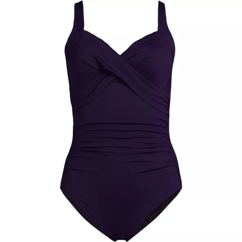 Women's Plus Size Sweetheart Underwire Wrap One Piece Swimsuit, Front