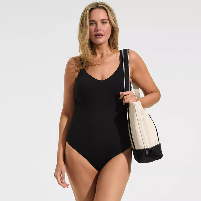 Women's Plus Size V-neck High Leg Strappy Back One Piece, alternative image