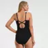 Women's Plus Size V-neck High Leg Strappy Back One Piece, Back