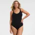 Women's Plus Size V-neck High Leg Strappy Back One Piece, Front
