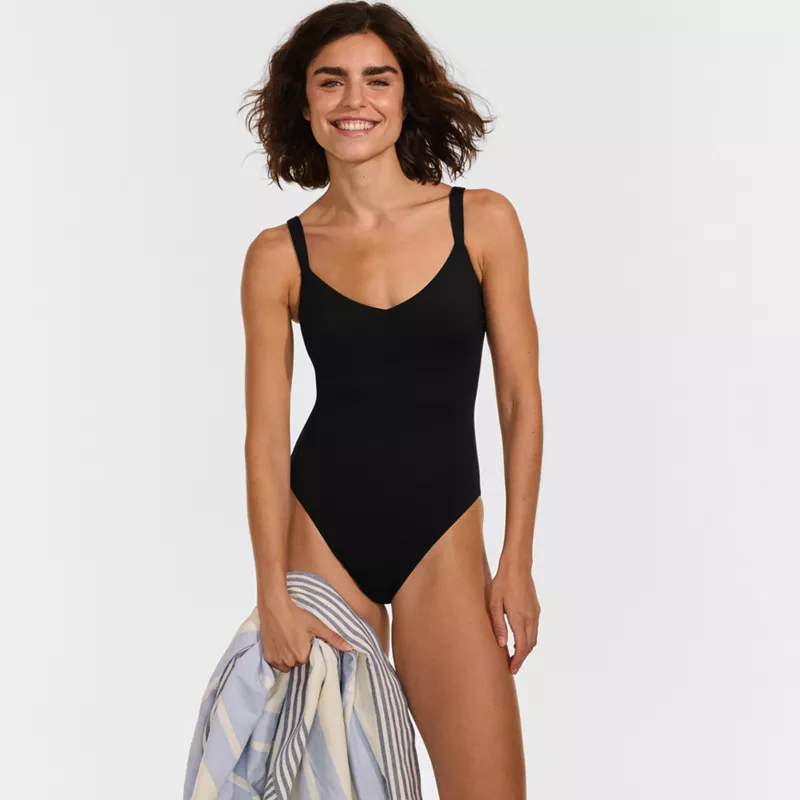 Women's V-neck High Leg Strappy Back One Piece, alternative image