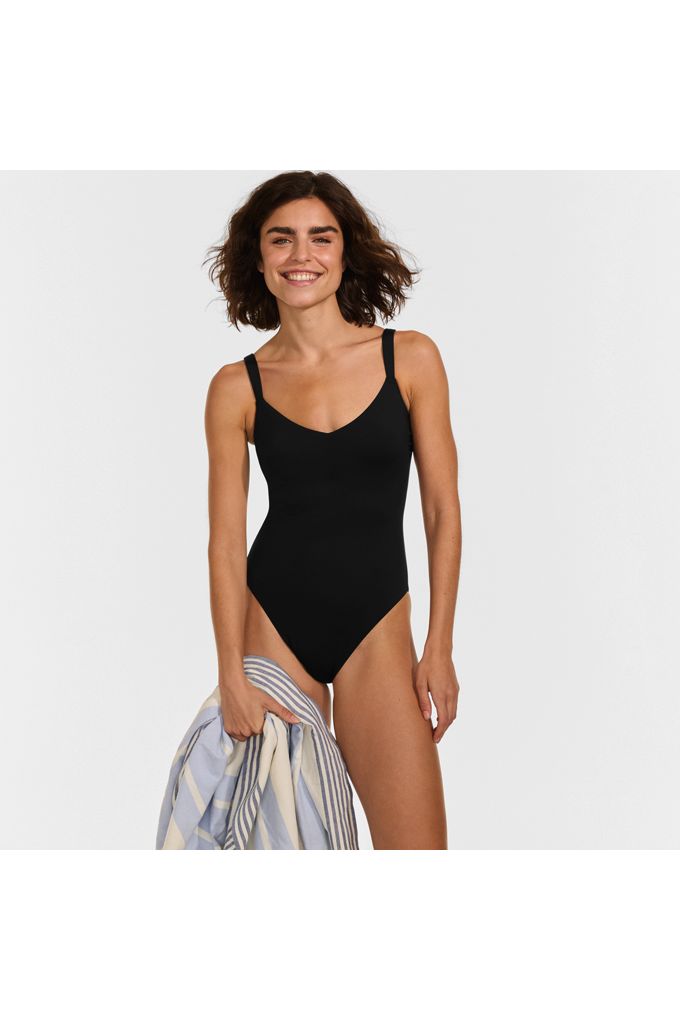 Lands' End Women's Long Torso V-neck High Leg Strappy Back One Piece In Black