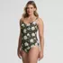 Women's V-neck High Leg Strappy Back One Piece, Front