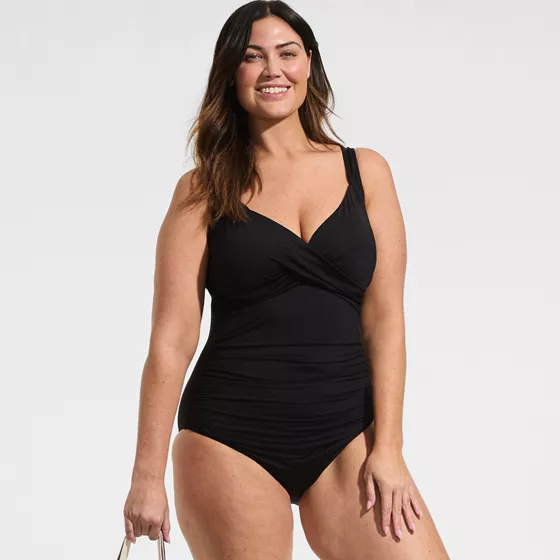 Women's Plus Size Sweetheart Underwire Wrap One Piece Swimsuit - primary