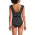 Women's High Neck Cap Sleeve Tie Belt One Piece Swimsuit, Back
