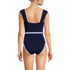 Women's High Neck Cap Sleeve Tie Belt One Piece Swimsuit, Back
