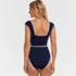 Women's High Neck Cap Sleeve Tie Belt One Piece Swimsuit, Back