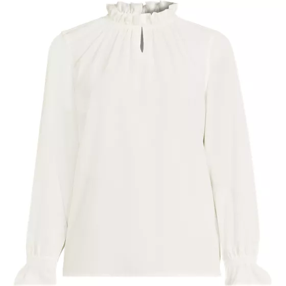 Women's Crepe Long Sleeve Convertible Ruffle Collar Blouse - primary