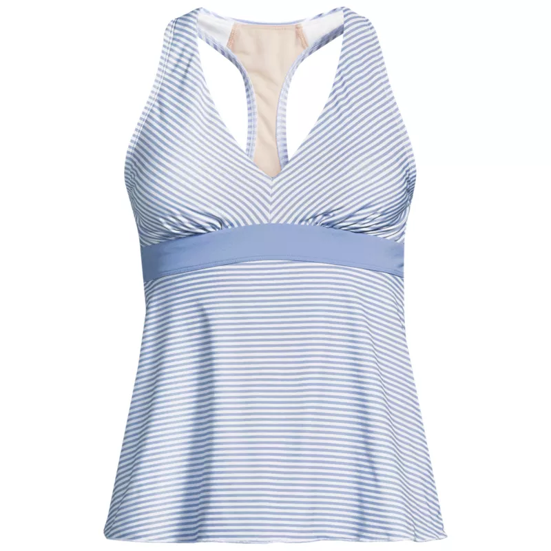Women's Petite V-neck Racerback Flutter Tankini , Front