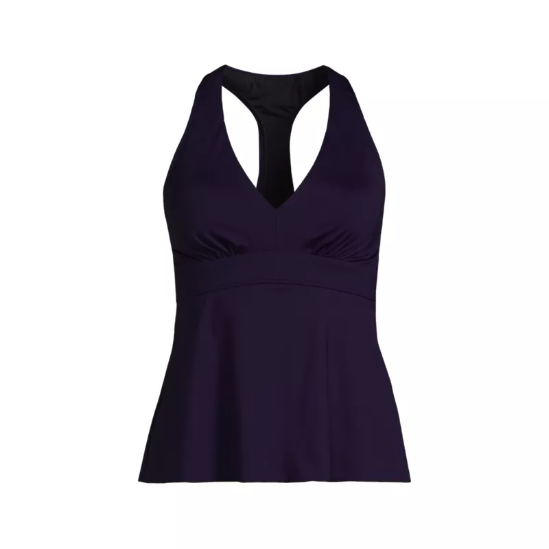 Women's Petite V-neck Racerback Flutter Tankini , Front