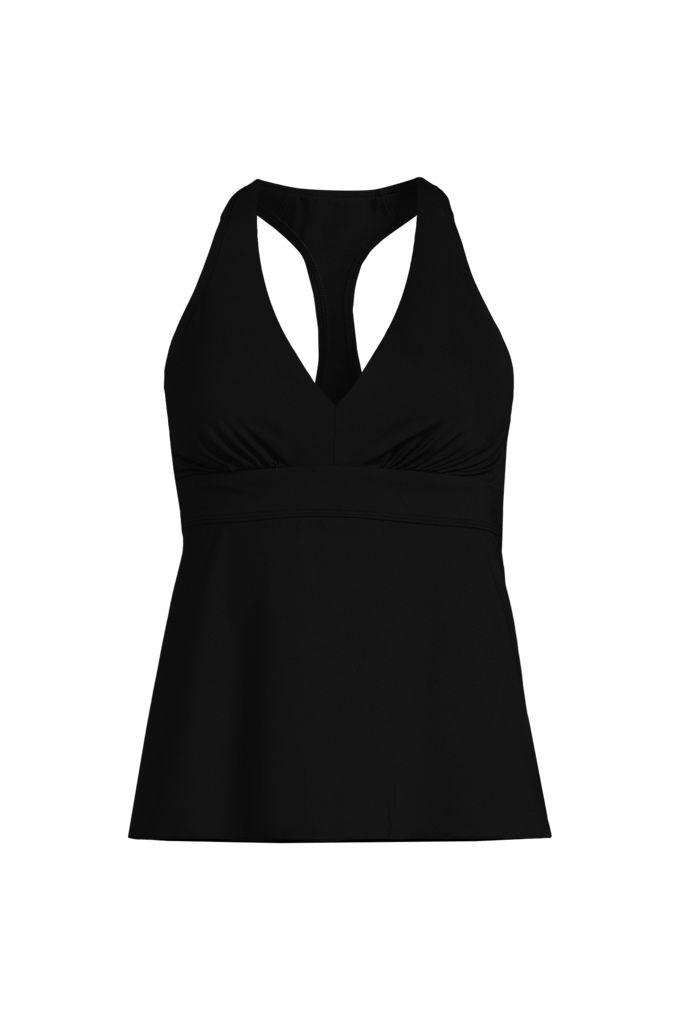 Women's V-neck Racerback Flutter Tankini - Lands' End - Black - 2
