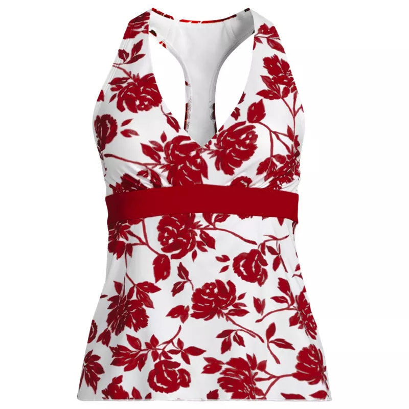 Women's V-neck Racerback Flutter Tankini , Front