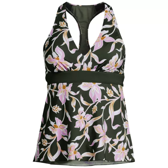 Women's Petite V-neck Racerback Flutter Tankini  - primary
