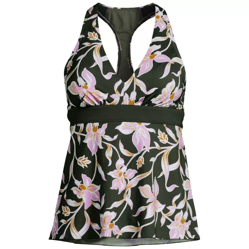 Women's V-neck Racerback Flutter Tankini , Front