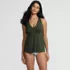Women's V-neck Racerback Flutter Tankini , Front