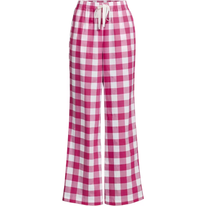 Women's Poplin Wide Leg Sleep Pants, Front