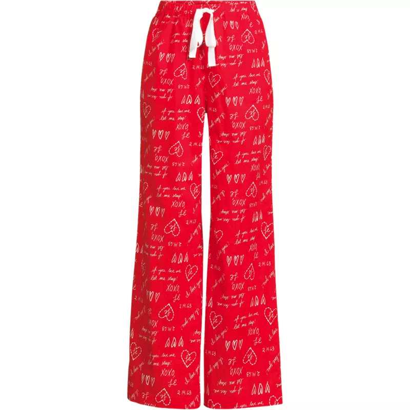 Women's Petite Poplin Wide Leg Sleep Pants, Front