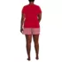 Women's Plus Size Knit 2 Piece Pajama Set - Short Sleeve Top and Shorts, Back