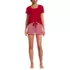 Women's Knit 2 Piece Pajama Set - Short Sleeve Top and Shorts, Front