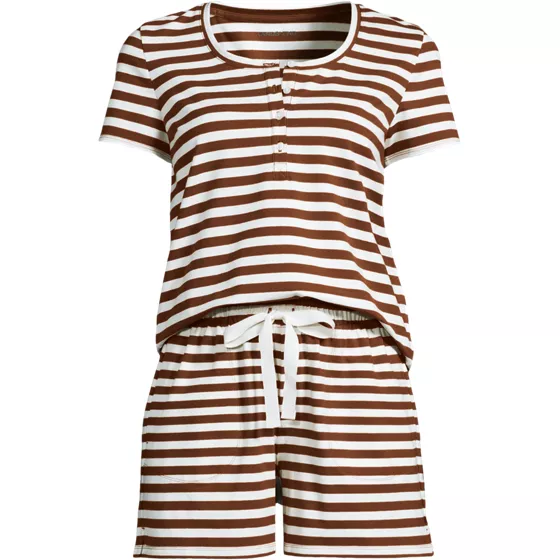 Women's Knit 2 Piece Pajama Set - Short Sleeve Top and Shorts - primary