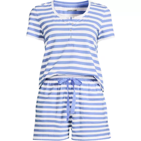 Women's Plus Size Knit 2 Piece Pajama Set - Short Sleeve Top and Shorts - primary