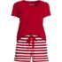 Women's Knit 2 Piece Pajama Set - Short Sleeve Top and Shorts, Front