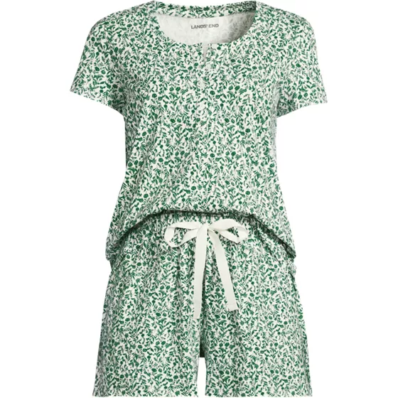 Women's Knit 2 Piece Pajama Set - Short Sleeve Top and Shorts - primary