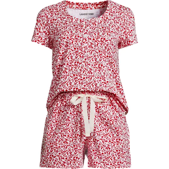 Women's Plus Size Knit 2 Piece Pajama Set - Short Sleeve Top and Shorts - primary