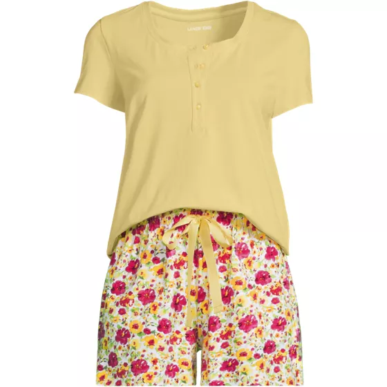 Women's Knit 2 Piece Pajama Set - Short Sleeve Top and Shorts - primary