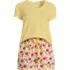 Women's Plus Size Knit 2 Piece Pajama Set - Short Sleeve Top and Shorts, Front