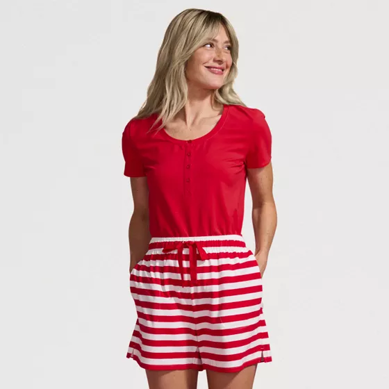 Women's Knit 2 Piece Pajama Set - Short Sleeve Top and Shorts - primary