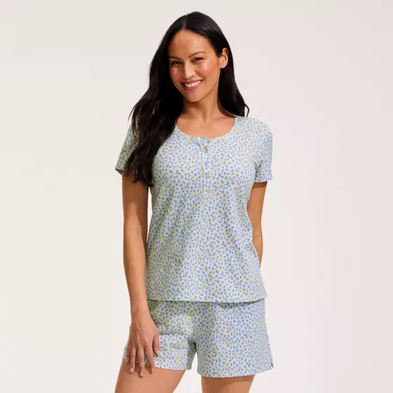 Women's Knit 2 Piece Pajama Set - Short Sleeve Top and Shorts - primary