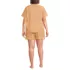 Women's Plus Size Cotton Poplin 2 Piece Pajama Set - Short Sleeve Top and Shorts, Back
