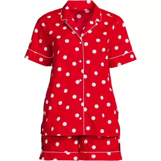 Women's Cotton Poplin 2 Piece Pajama Set - Short Sleeve Top and Shorts - primary