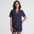 Women's Cotton Poplin 2 Piece Pajama Set - Short Sleeve Top and Shorts, Front