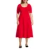 Women's Plus Size Starfish Elbow Sleeve Midi Fit and Flare Dress, Front