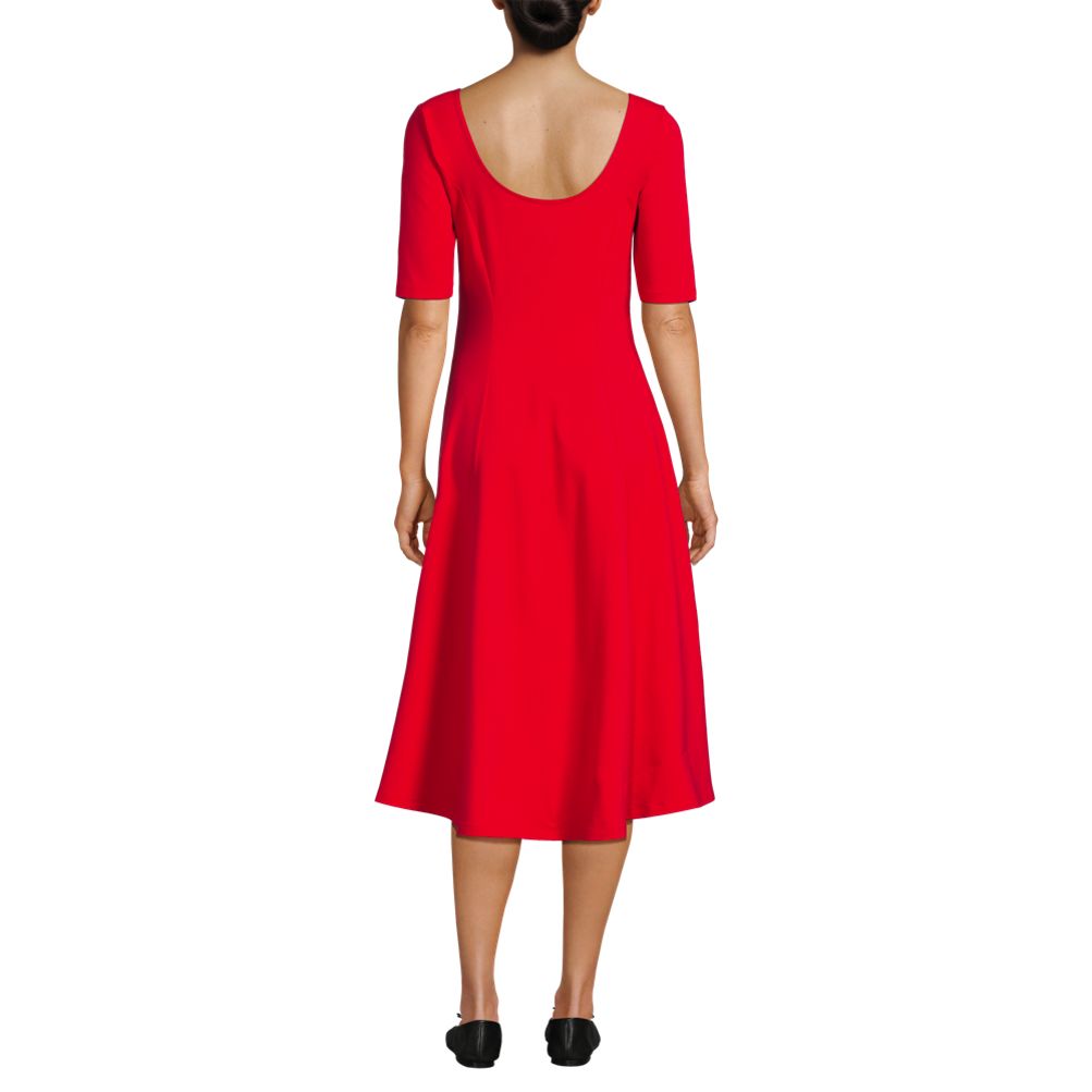 lands end fit and flare dress Sleeveless Mikado Fit And Flare Midi Dress With V-Back In Luxe Plum main image 1
