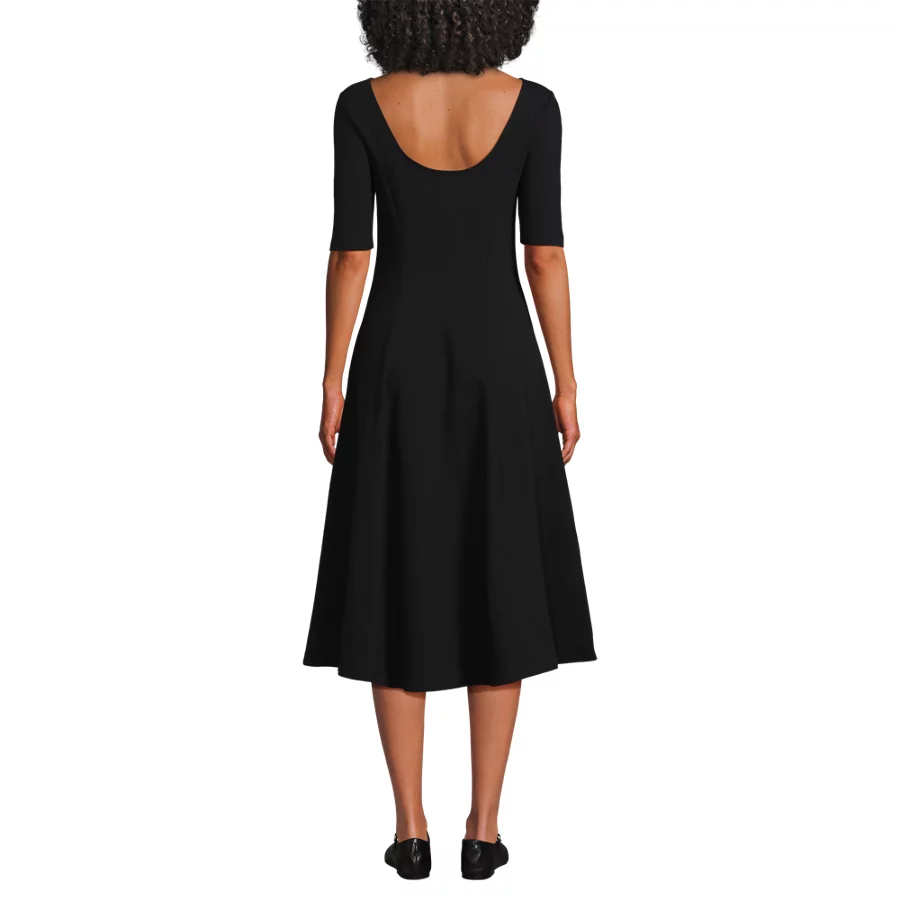 Women's Starfish Elbow Sleeve Midi Fit And Flare Dress view 3