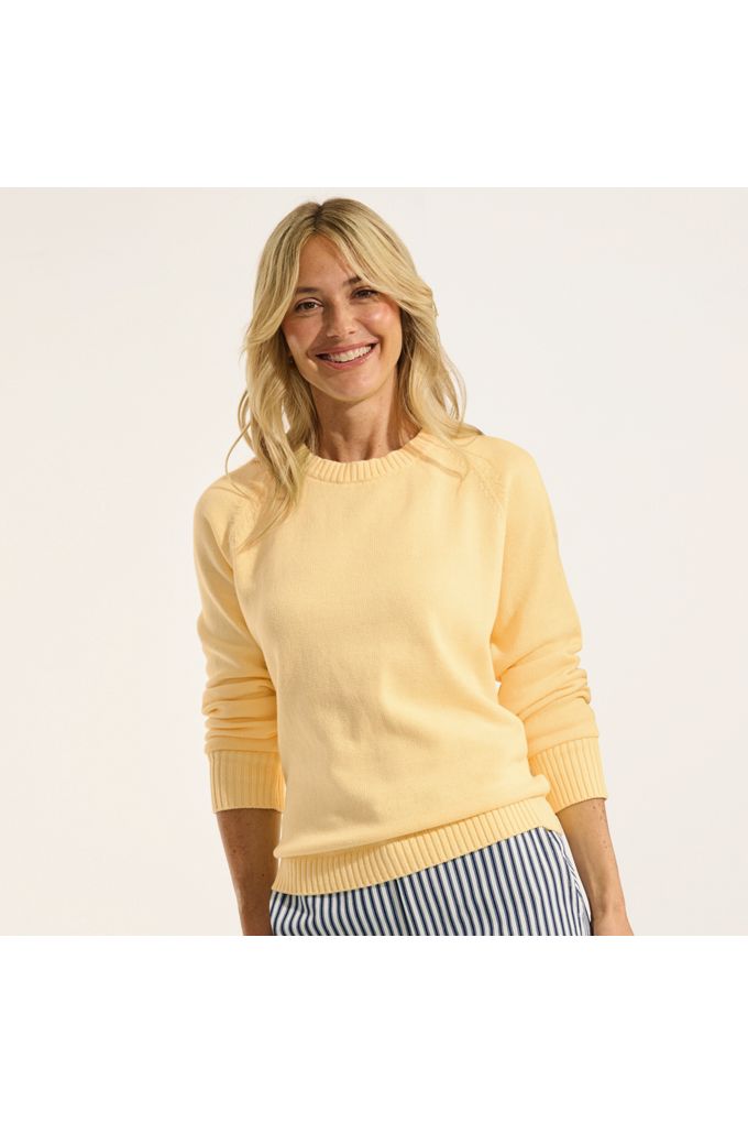 Lands' End Women's Drifter Raglan Crew Sweater In Yellow