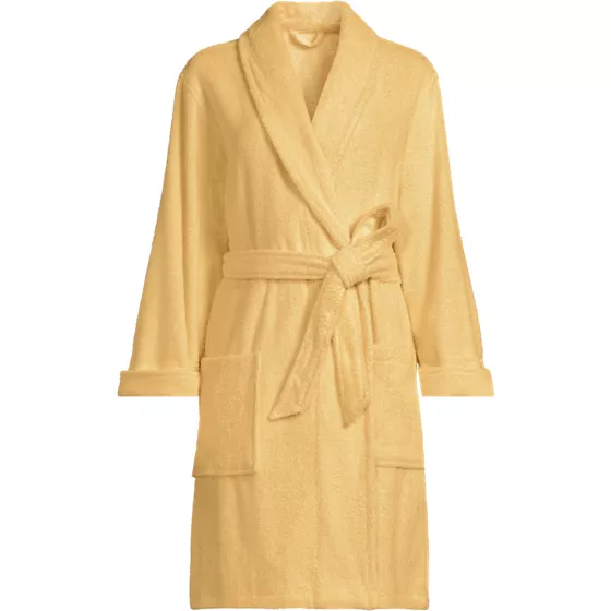 Women's Soft Terry Long Sleeve Knee Length Robe - primary