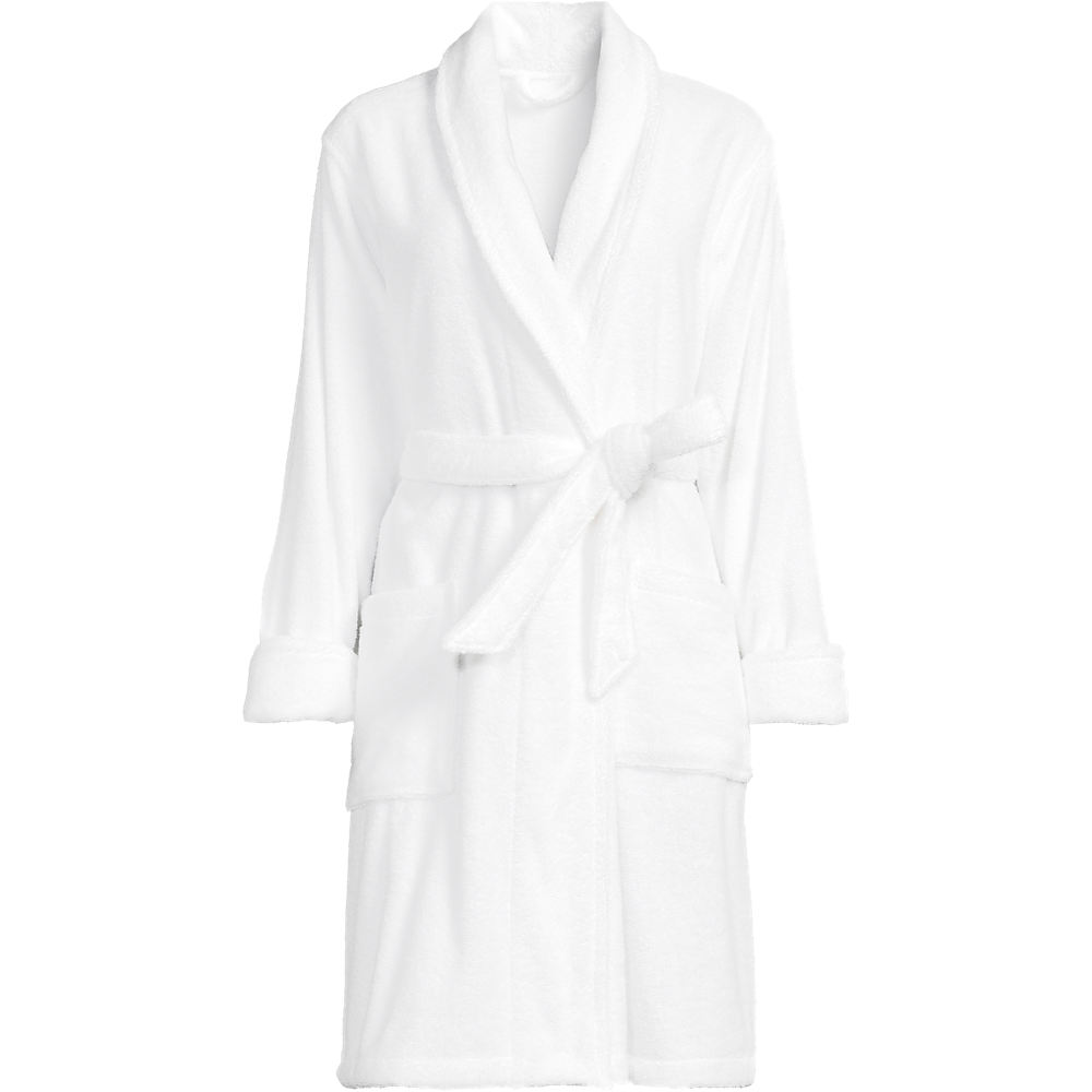 Soft Cotton Terry Robe, Women, size: 1XL, plus, White, by Lands' End