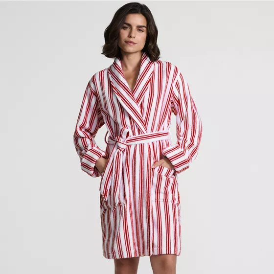 Women's Soft Terry Long Sleeve Knee Length Robe - primary