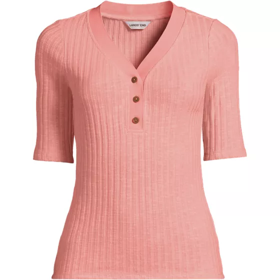 Women's Elbow Sleeve Coastal Rib Henley - primary